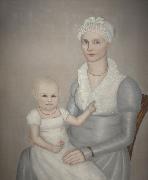 Ammi Phillips Mrs. Wilbur Sherman and daughter Sarah oil painting